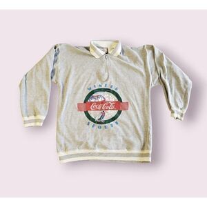 COCA COLA Winter Sports Collared 1/4 Zip Sweatshirt 90s SZ Small | Rare Vintage